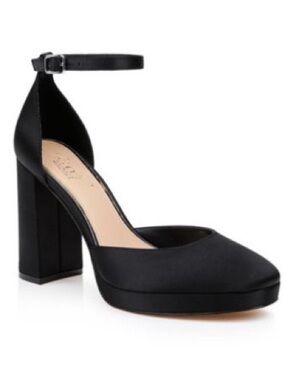 Jewel Badgley Mischka Black Satin Pumps